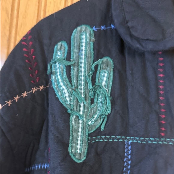 Women's Black Embroidered Jean Jacket - Picture 2 of 13